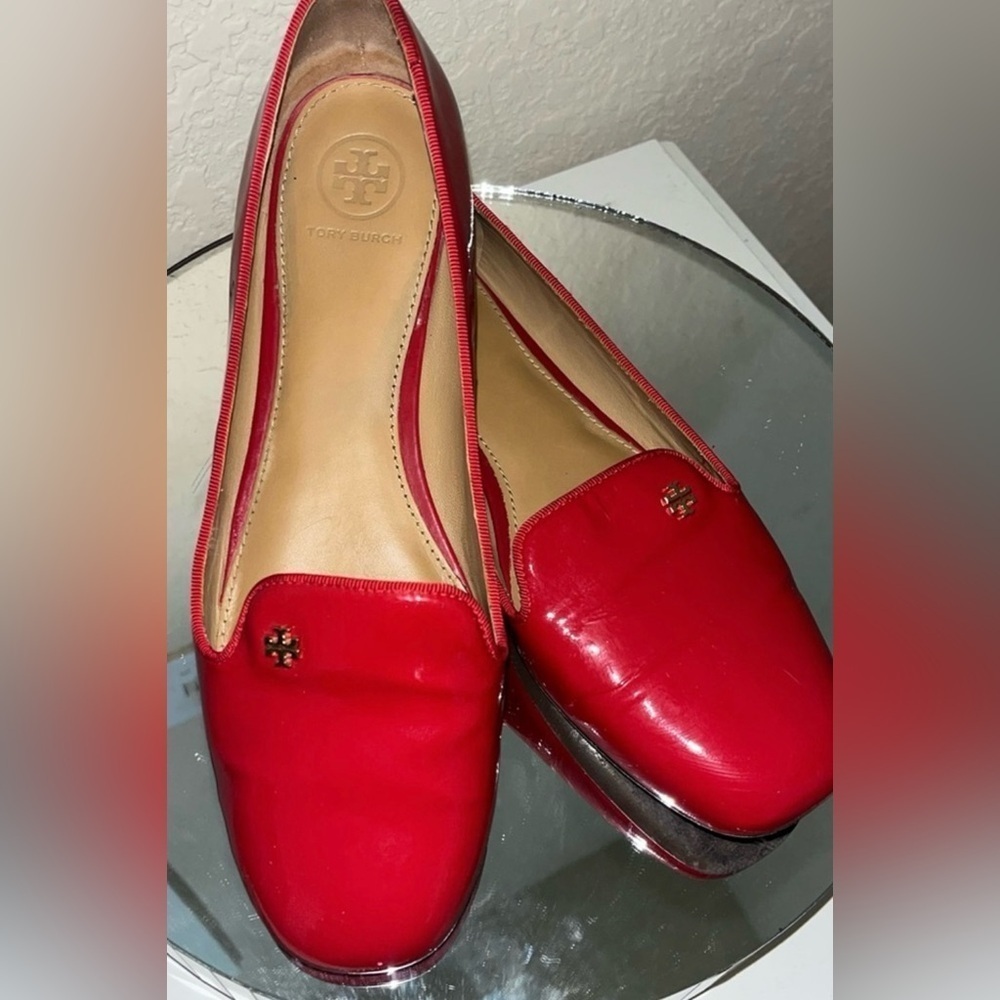 TORY BURCH Shoes Samantha Smoking Slipper Flat SZ8.5M-Liberty Red Patent Leather - Picture 8 of 12